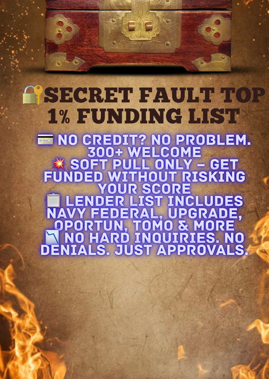 Only 30 copies of this game-changing eBook will be sold after that, it’s gone.

Inside The Vault, you’ll get direct access to 100+ lenders, soft-pull funding options, and EIN-only plays  with no gatekeepers. Perfect for business owners, side hustlers,